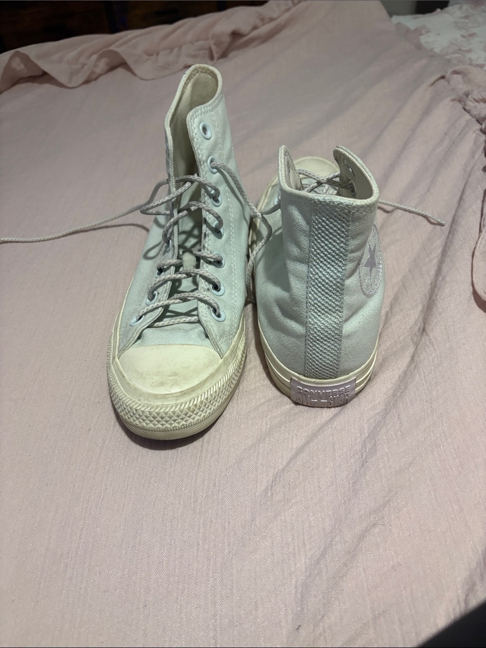 Converse Women’s High Top Canvas Sneakers in Light Gray